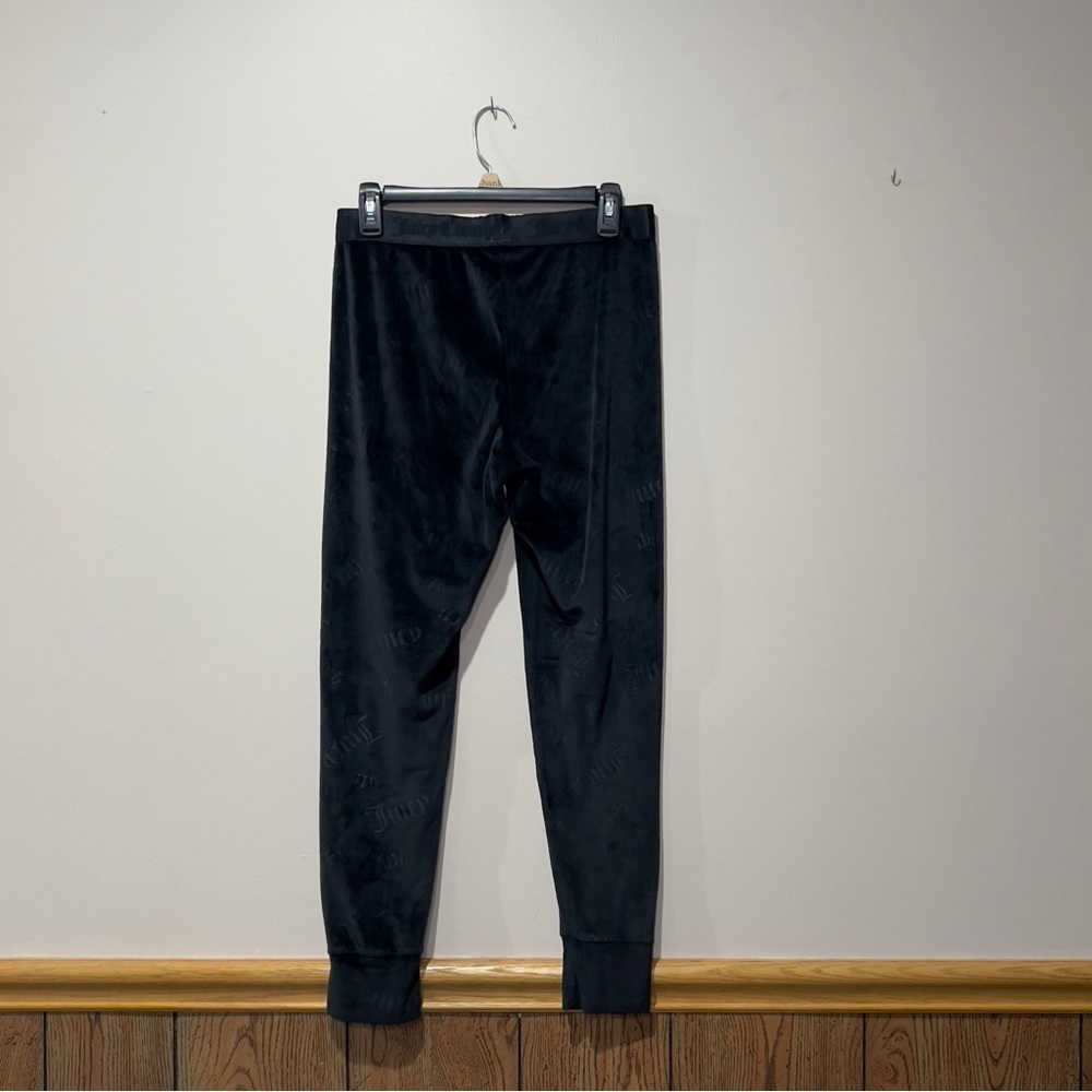 JUICY COUTURE Size M Sleepwear Velour Luxe Fitted Sleep Bottoms Black Em…